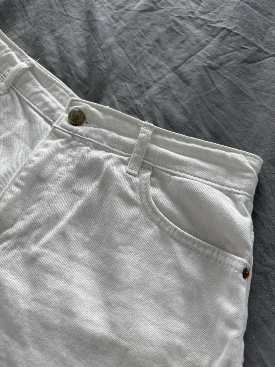 White Denim Cut-Off Shorts - photo 2