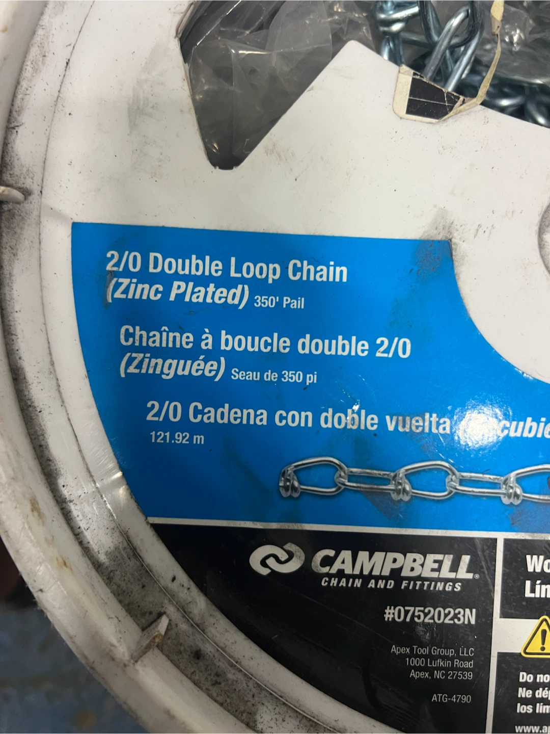 Campbell 2/0 Double Loop Chain (Zinc Plated) 350' Pail - photo 3