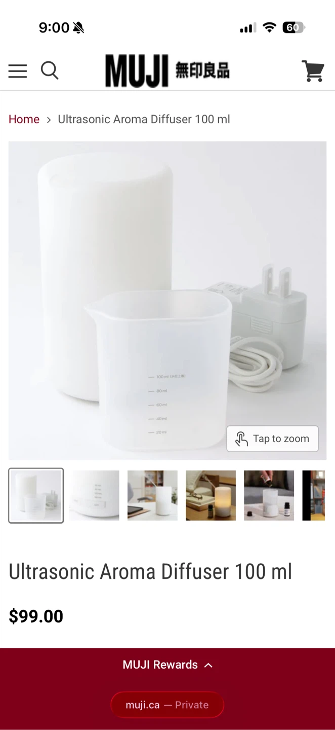 MUJI Ultrasonic Aroma Diffuser 100 ml