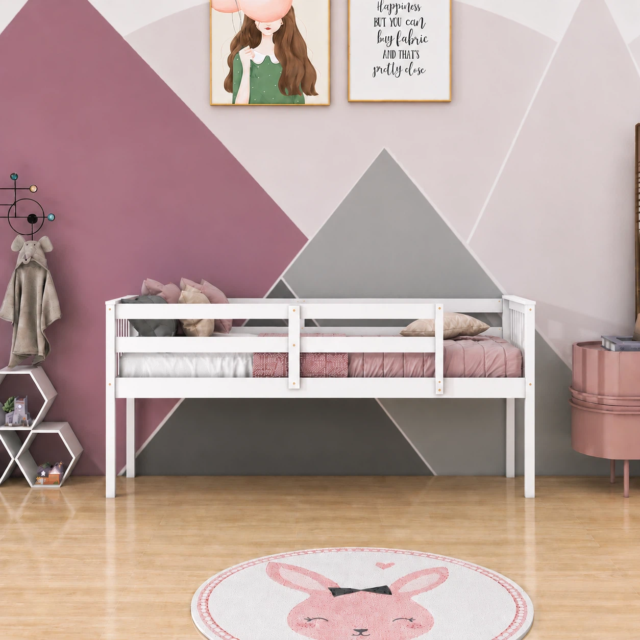 White Twin Bed Frame with Removable Guard Rails - photo 2