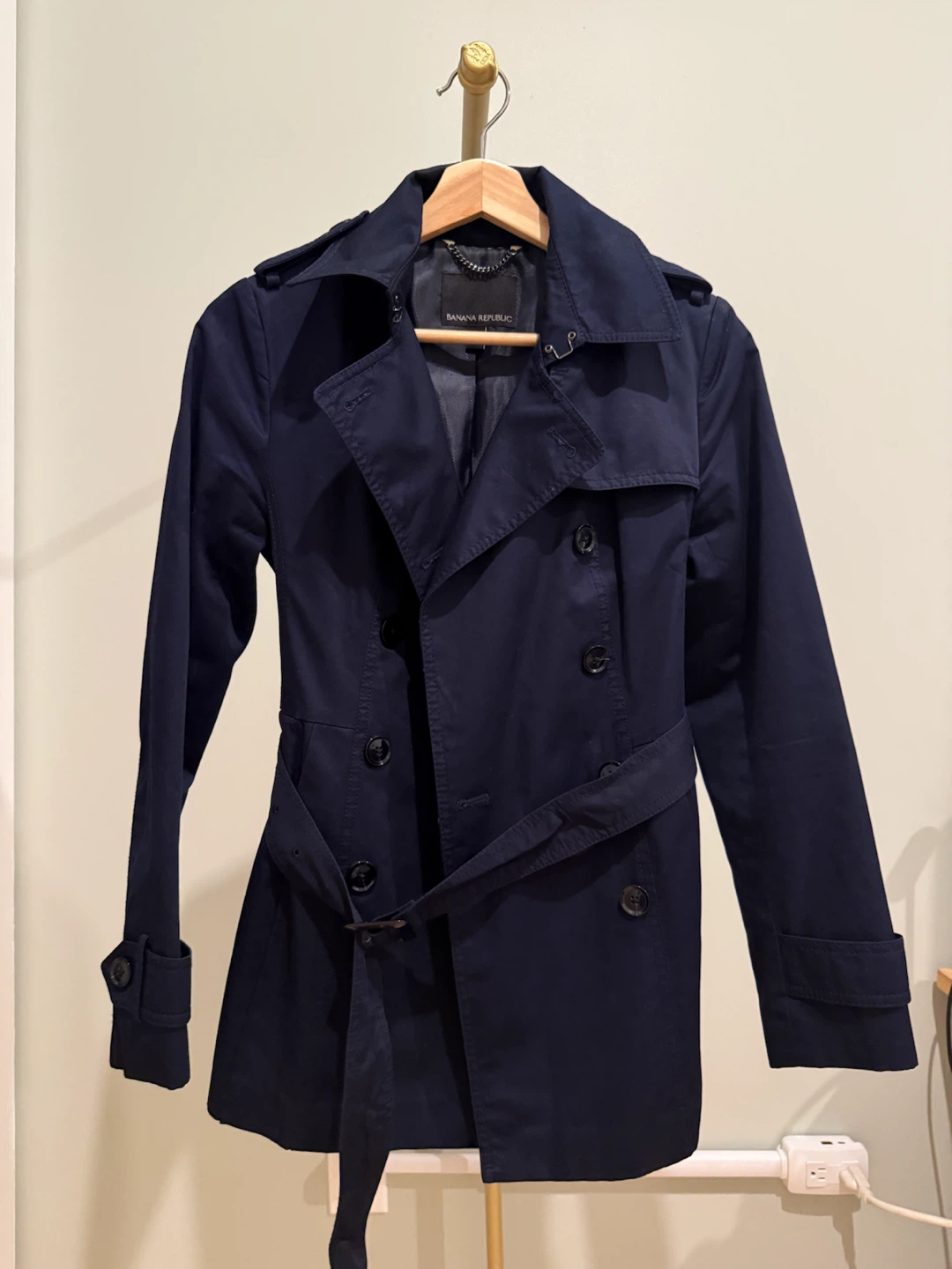 Banana Republic Navy Double-Breasted Trench Coat - Size 0