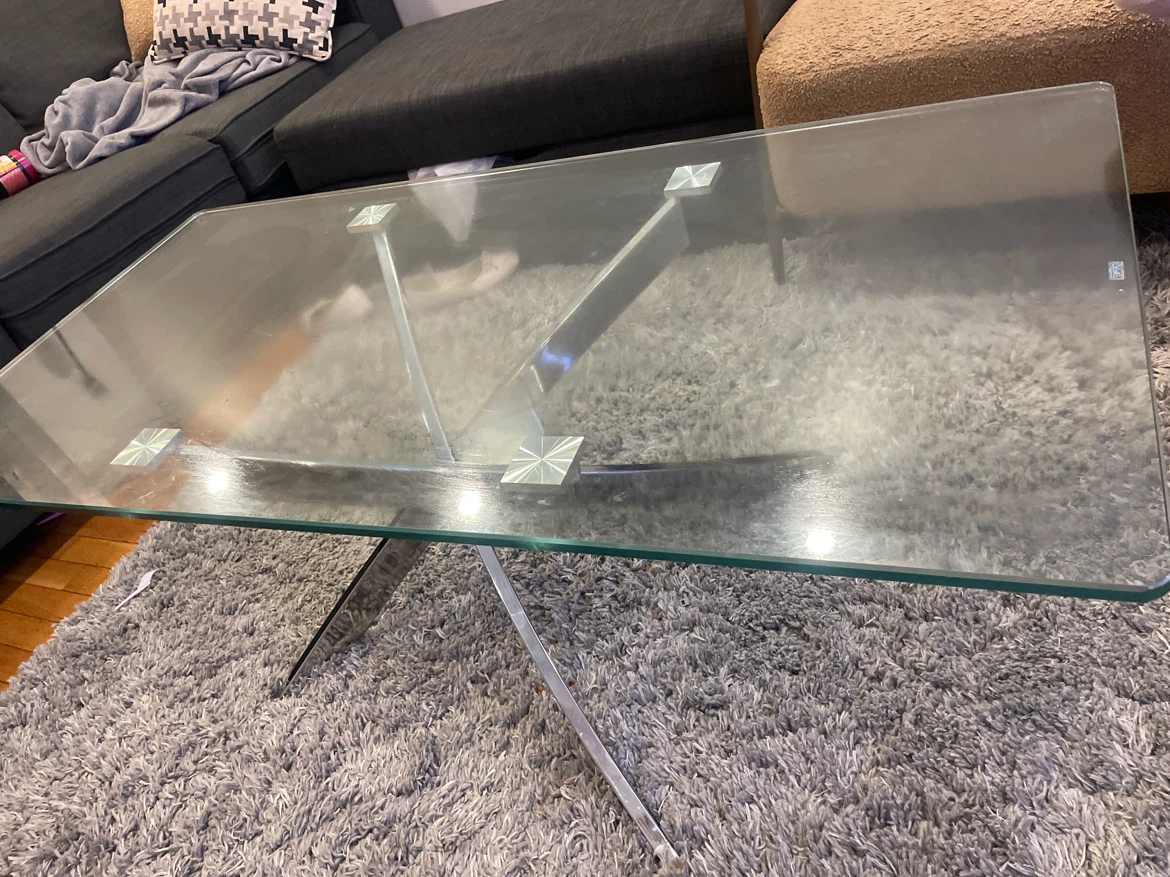 Glass Top Coffee Table with Chrome Base