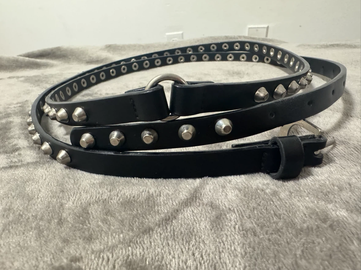 Black studded double strap belt