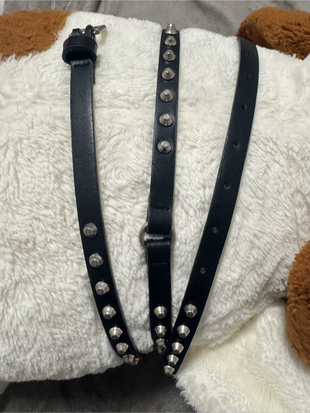 Black studded double strap belt - photo 3