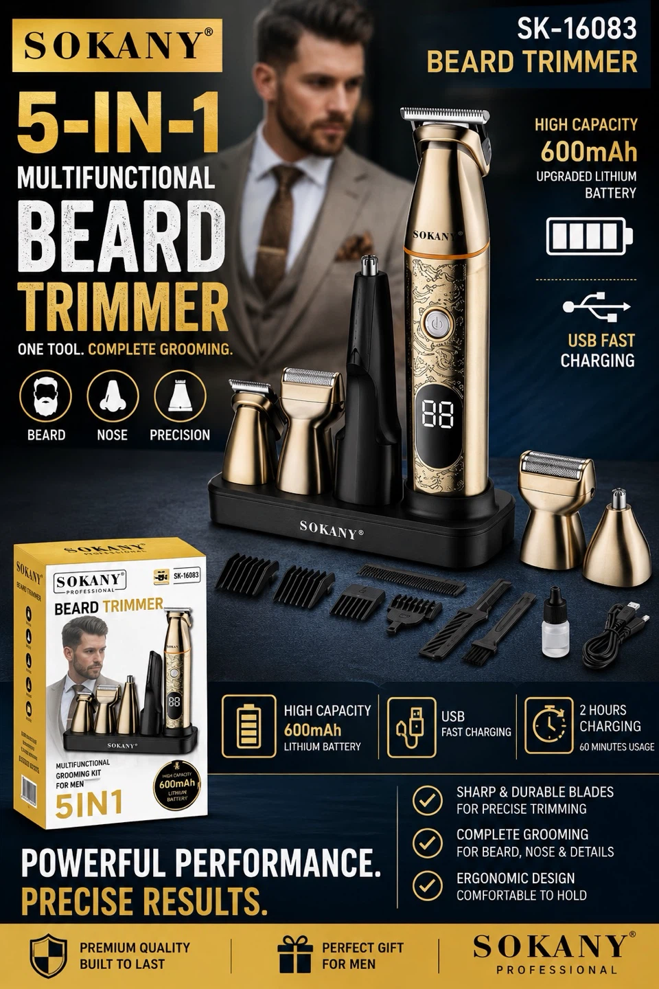 SOKANY 5-in-1 Multifunctional Beard Trimmer SK-16083