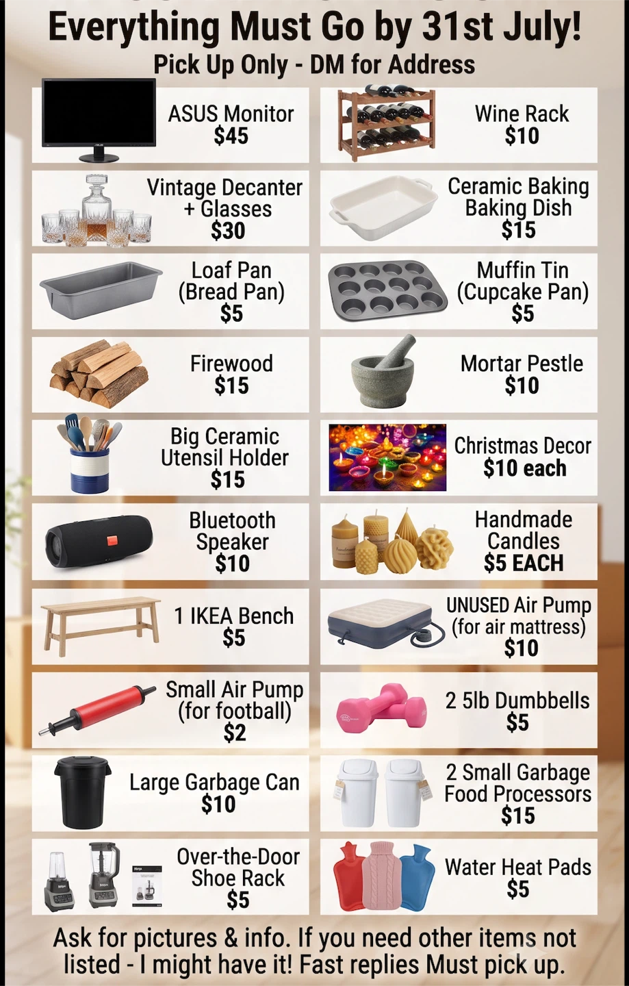 Moving sale!