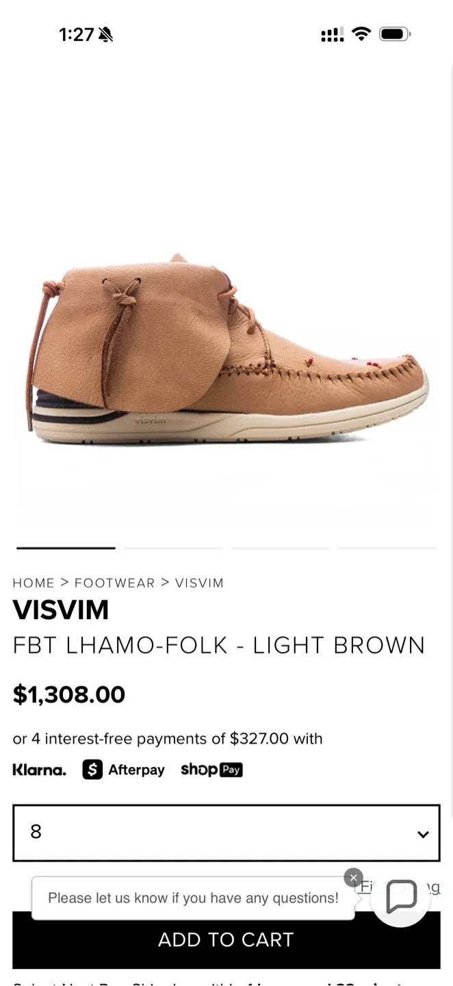 Visvim FBT Lhamo Folk Boots Light Brown Size 8