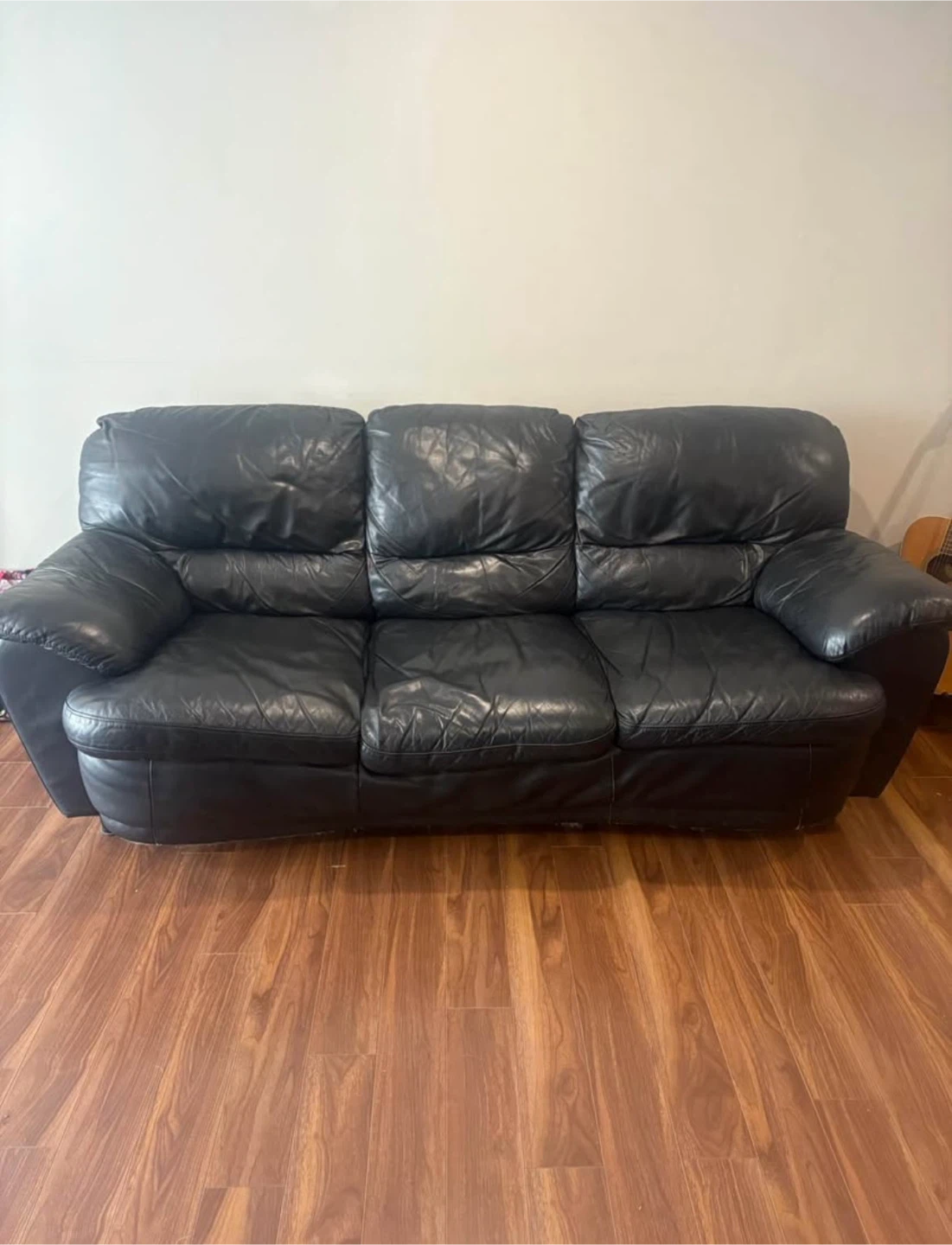 Black Leather Sofa - photo 2