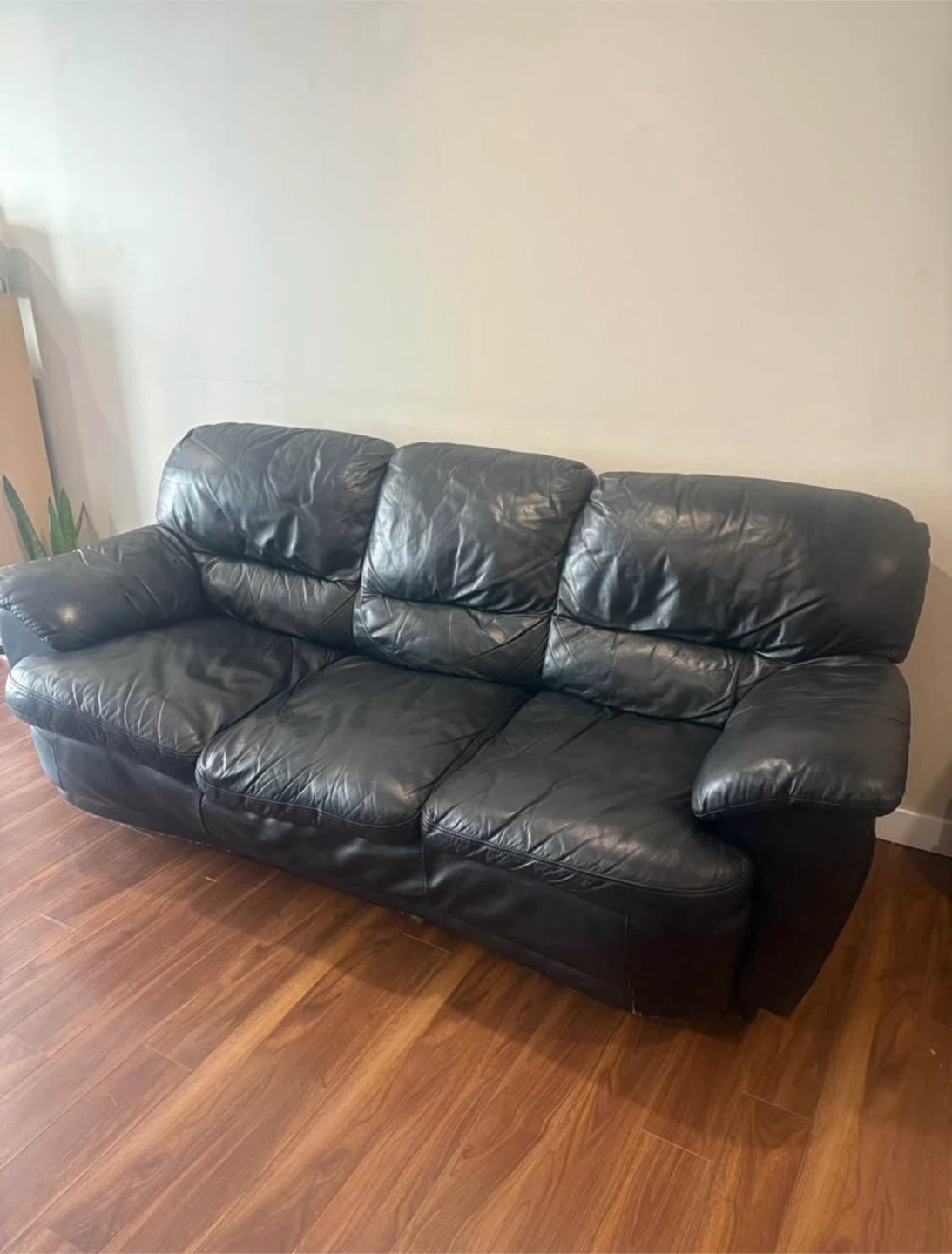 Black Leather Sofa - photo 3