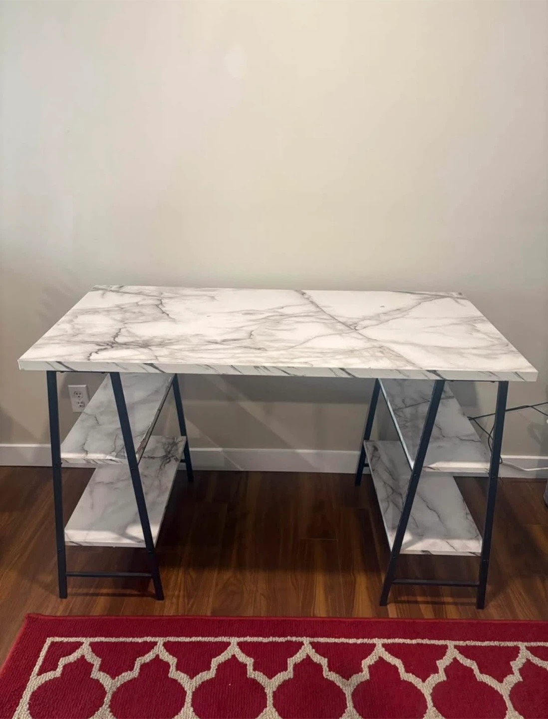 Marble Top Desk with Shelves