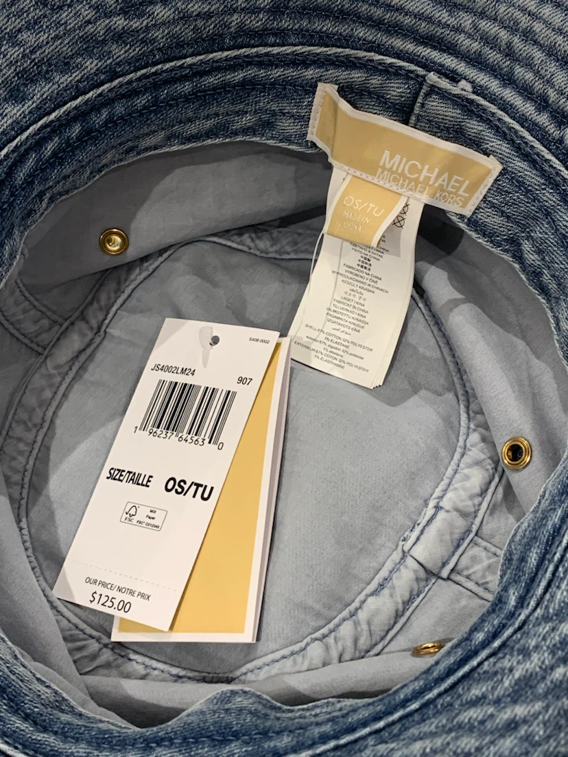 💙NWT Michael Kors Denim Bucket Hat with Gold Chain 💙 - photo 3