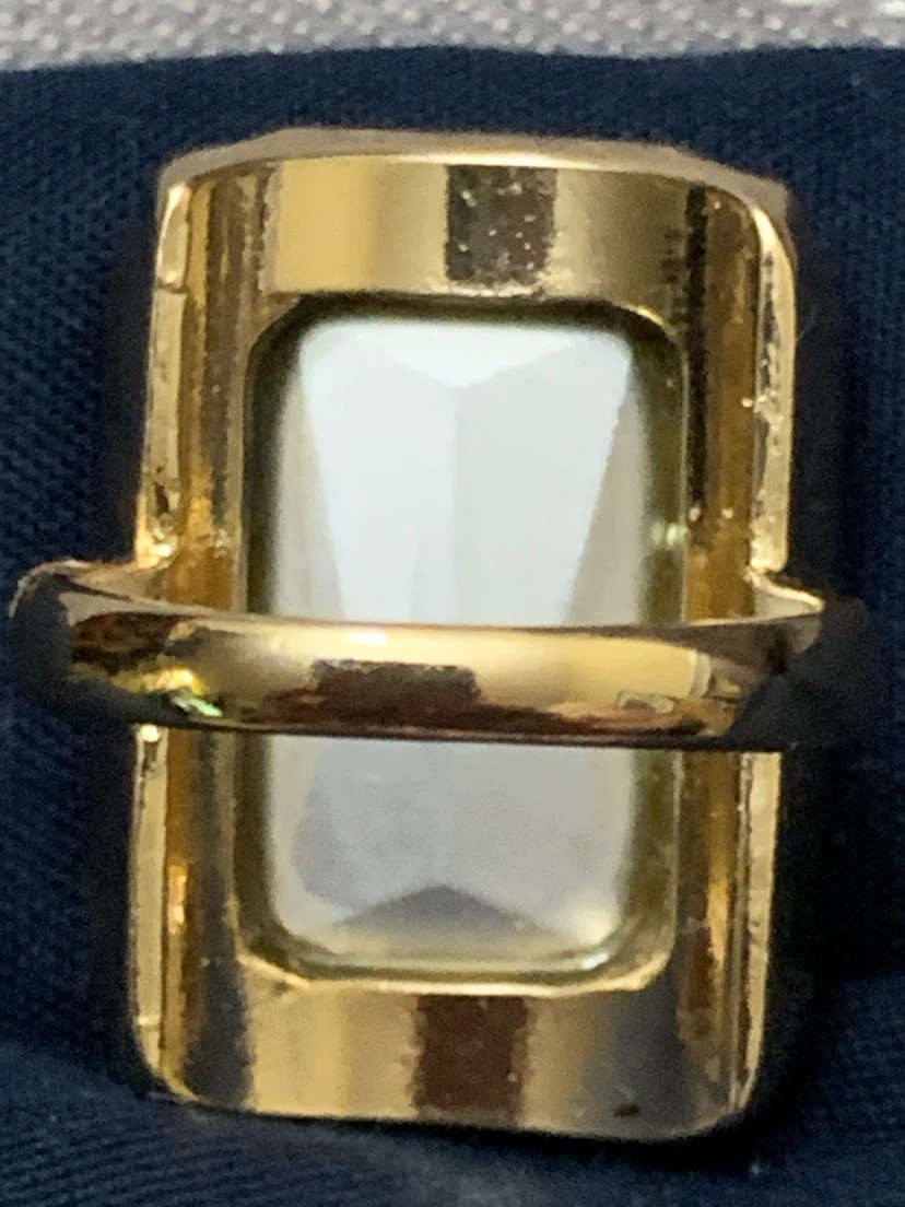 Gold Tone Cocktail Ring with Large Faceted Stone - photo 2