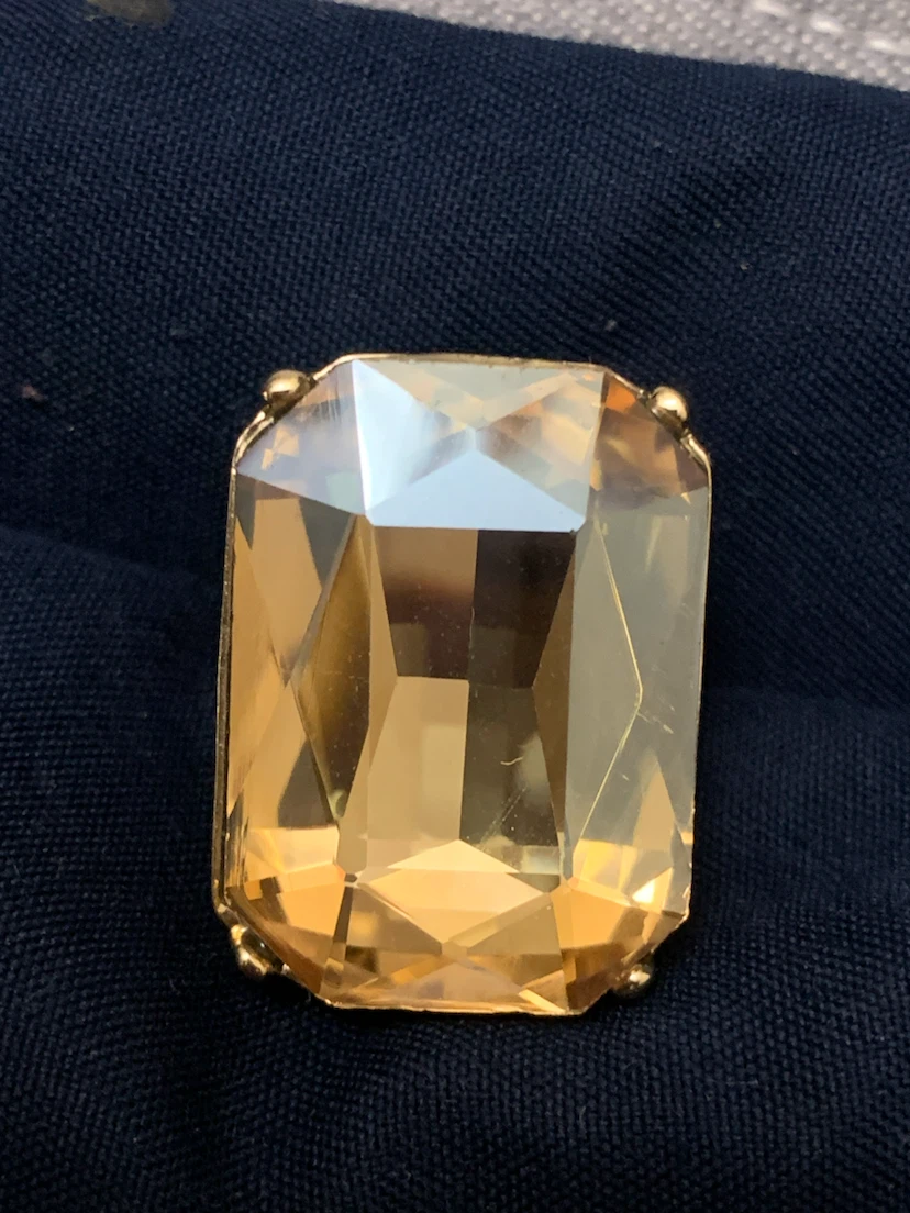 Gold Tone Cocktail Ring with Large Faceted Stone - photo 5