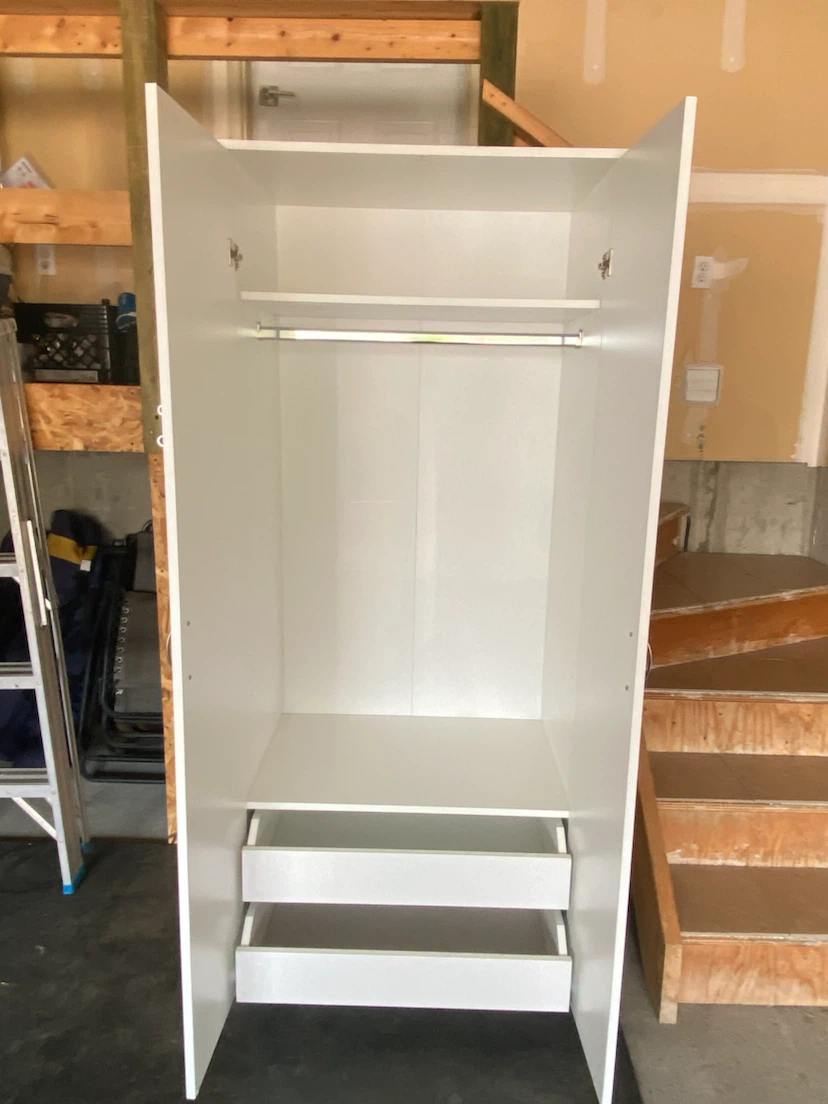 New White Double Door Storage Cabinet with Hanging Rod - photo 2