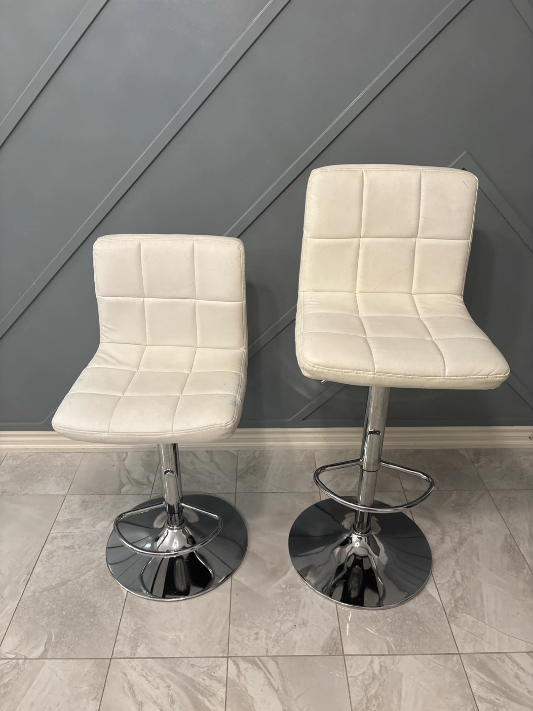 White Adjustable Bar Stools (Set of 2)