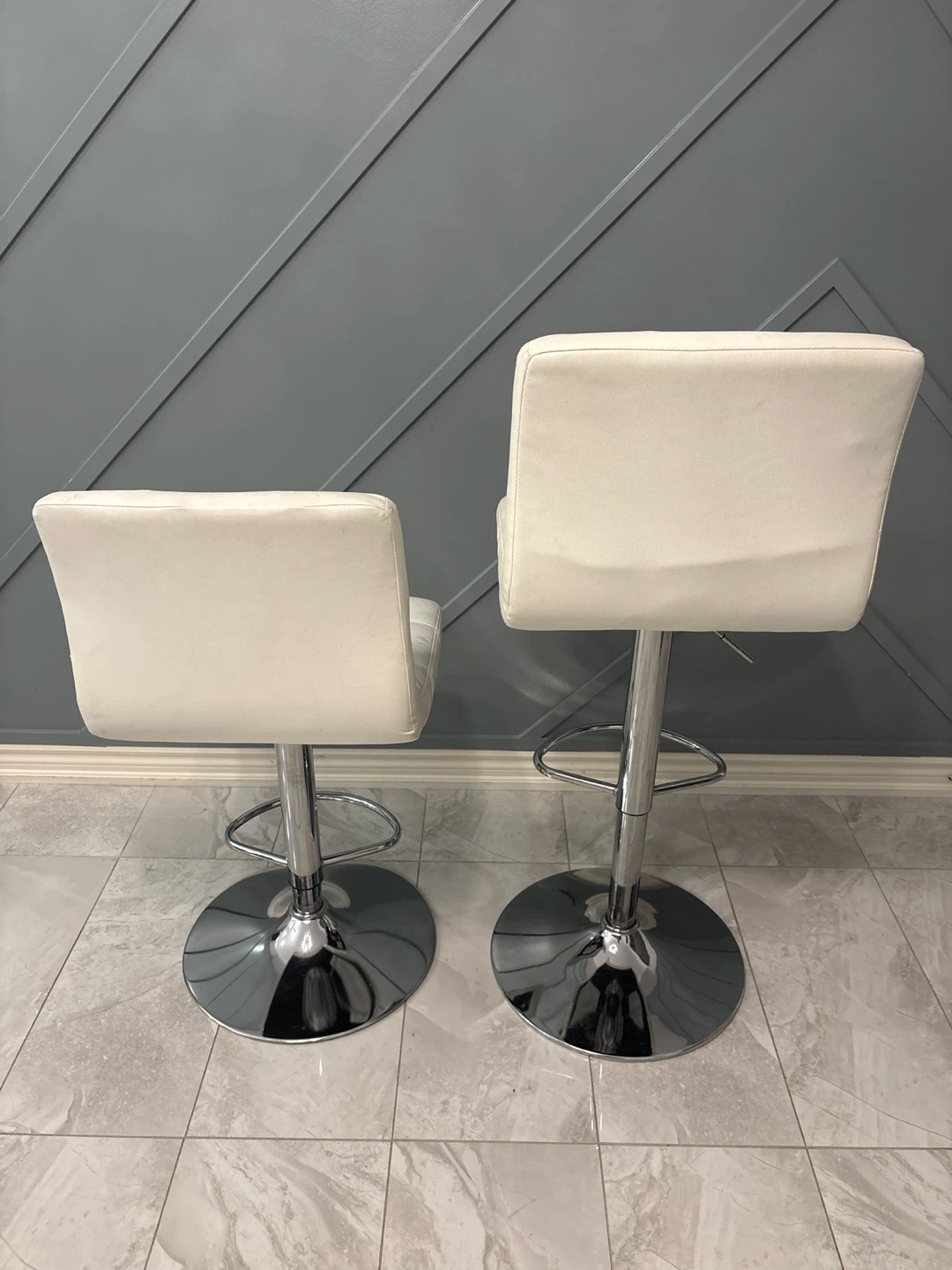 White Adjustable Bar Stools (Set of 2) - photo 2