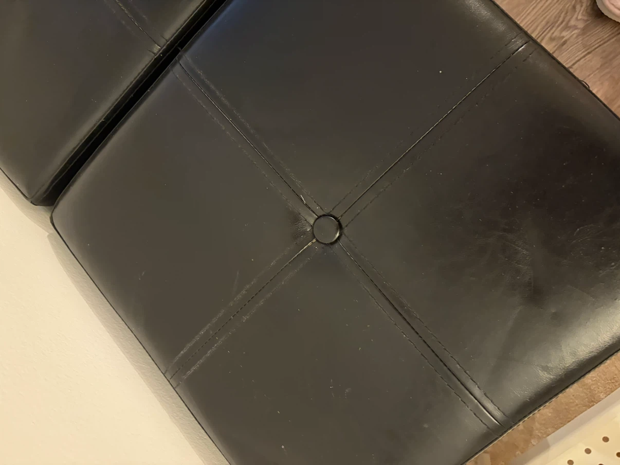 Black Faux Leather Storage Ottomans (Set of 2) - photo 2