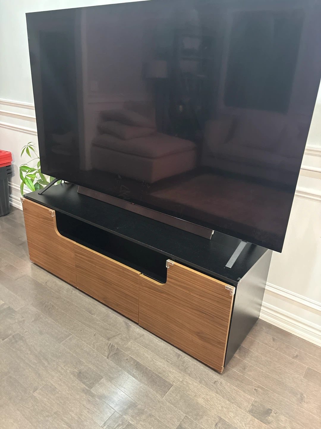 TV Stand with Wood Grain Doors