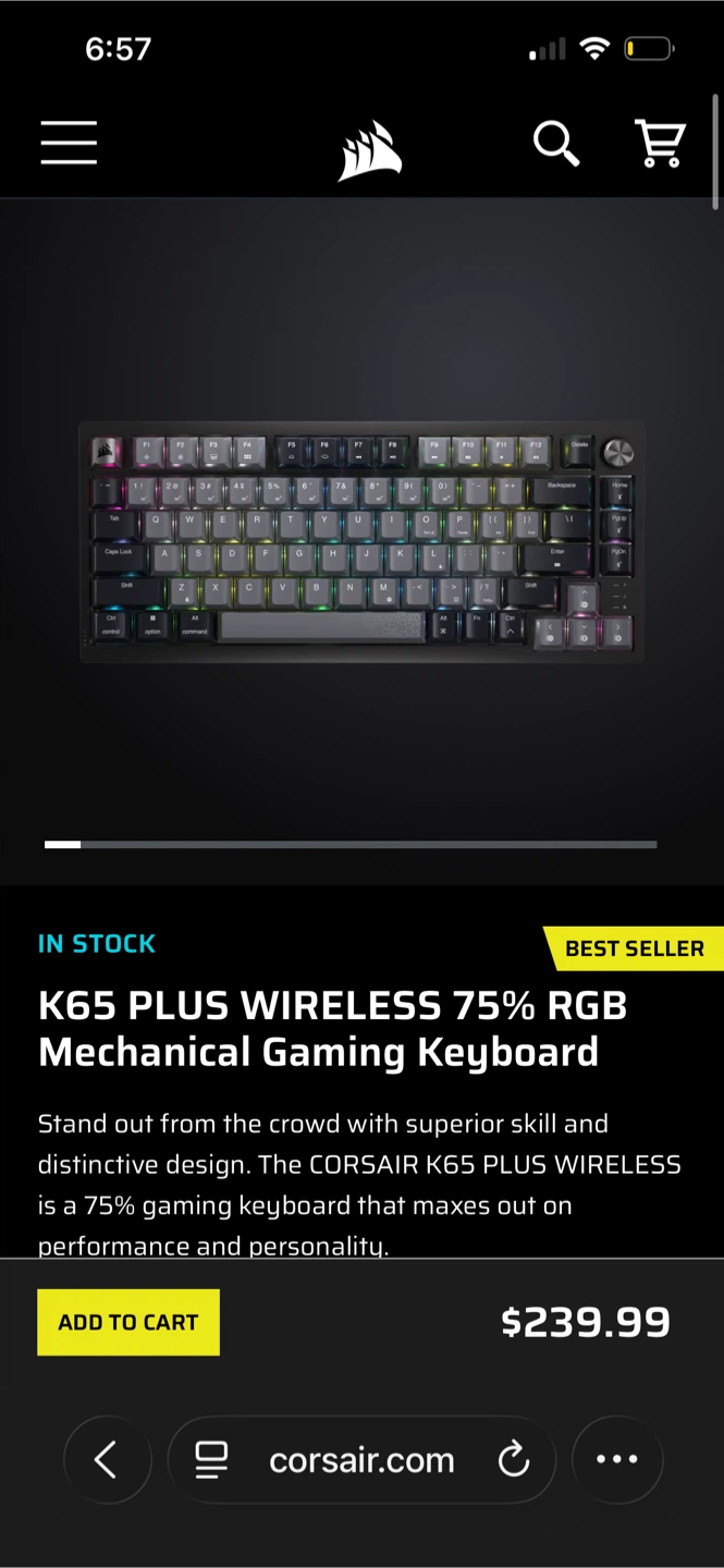 Corsair k65 plus wireless keyboard