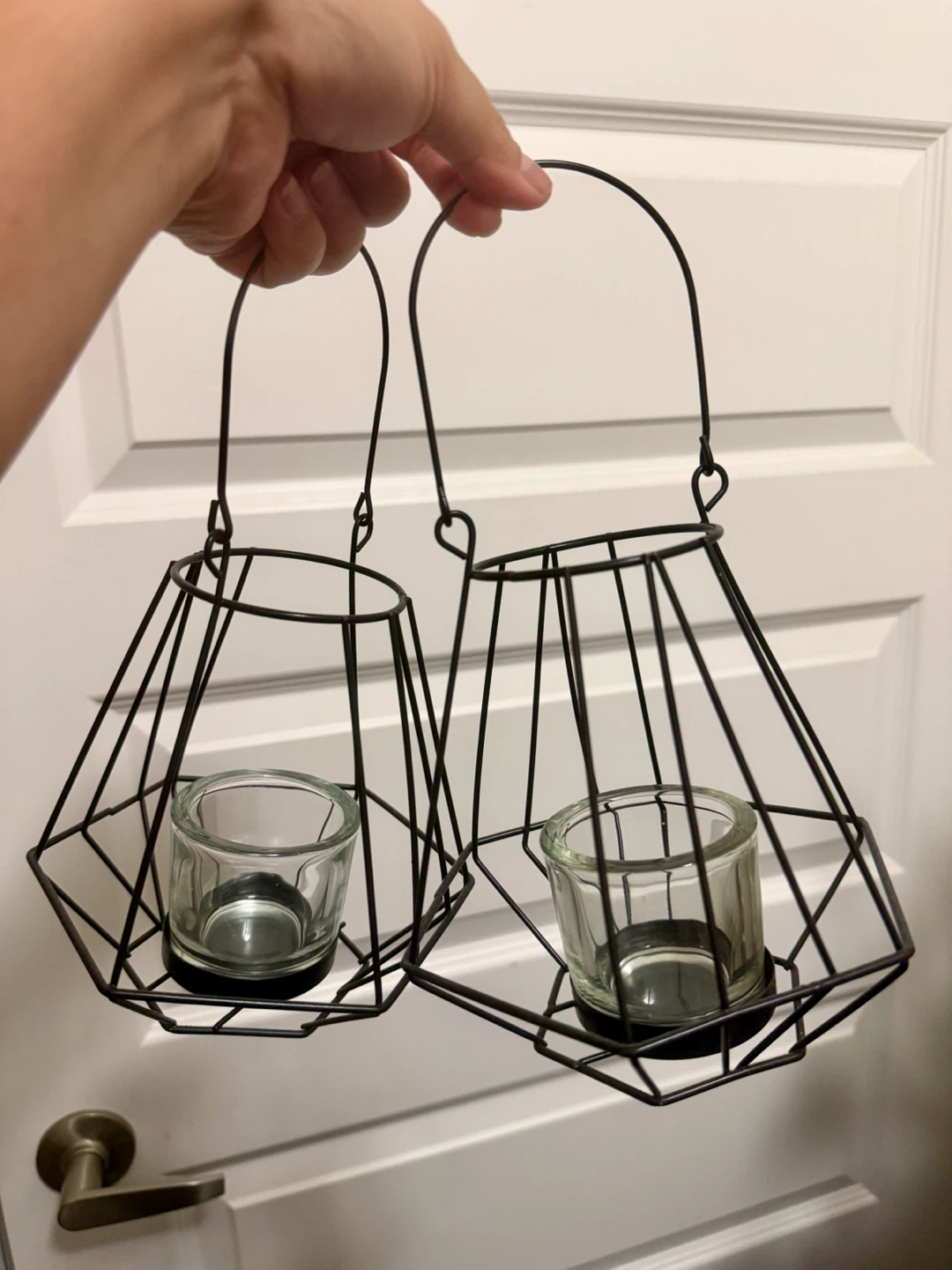 Black Metal Wire Lantern Candle Holders - Set of 2 - photo 4