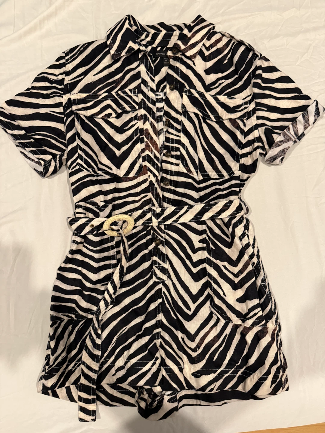 Banana Republic Zebra Print Petite XS Romper