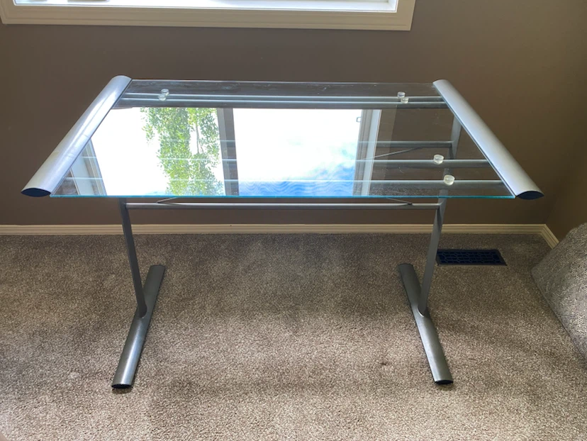 Tempered Glass and Metal Desk