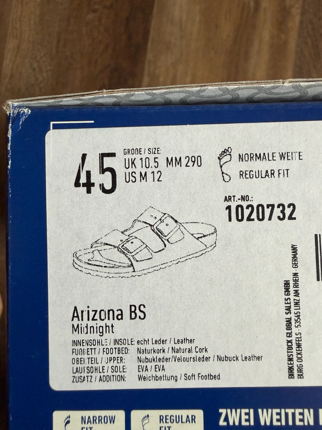Birkenstock Arizona BS Sandals Size 45 Midnight
