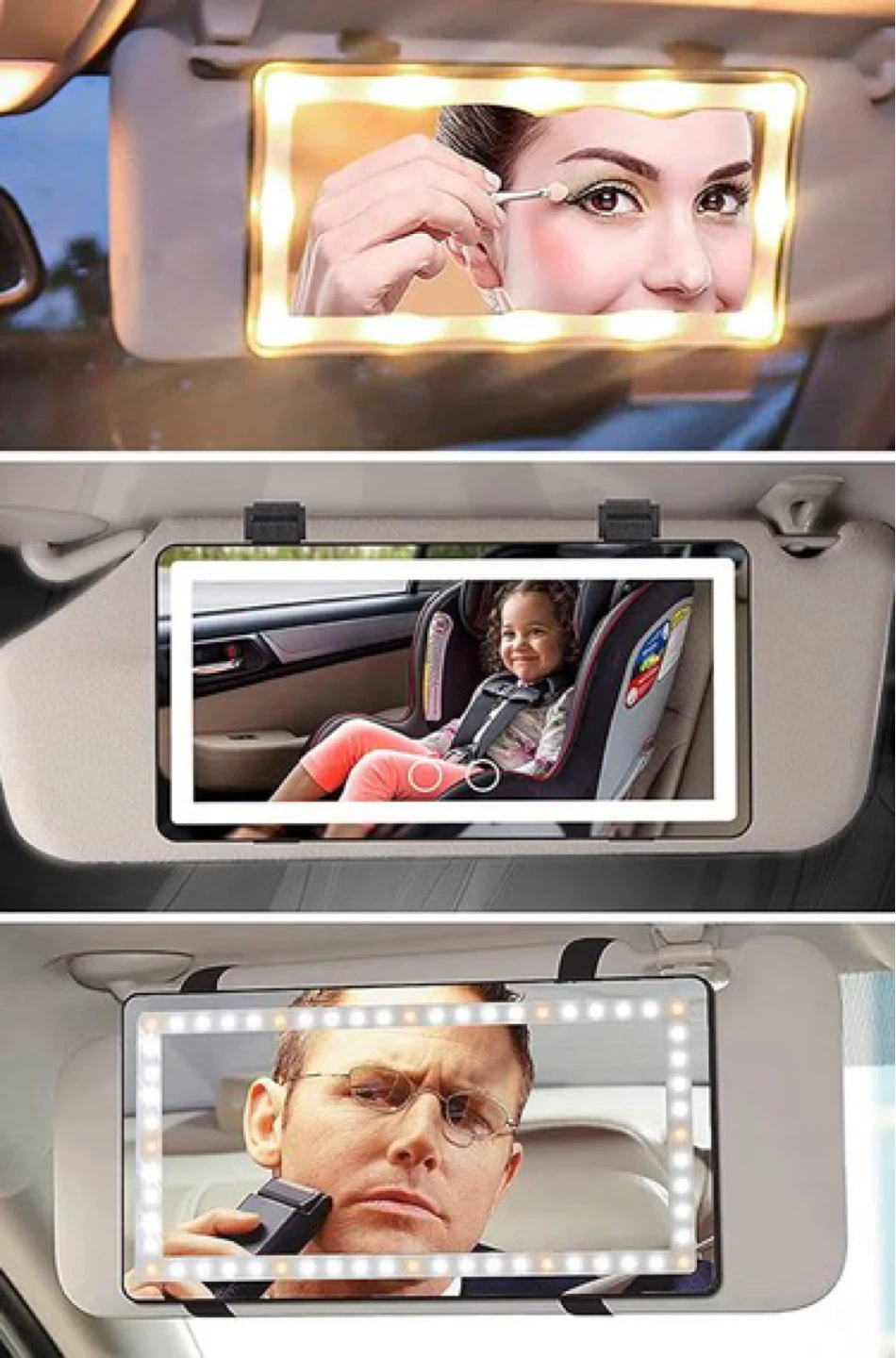 Car Sun Visor Mirror with LED Lights