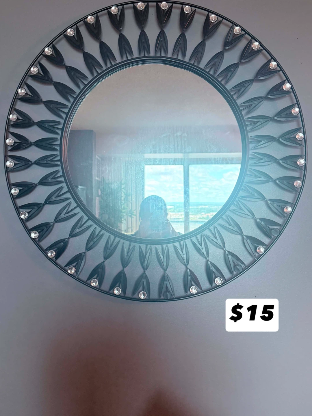 Decorative Round Mirror with Embellishments