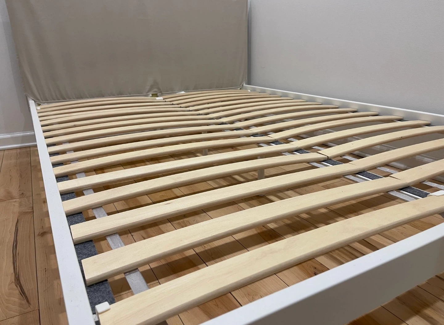 IKEA Queen bed frame with cloth headboard - photo 2