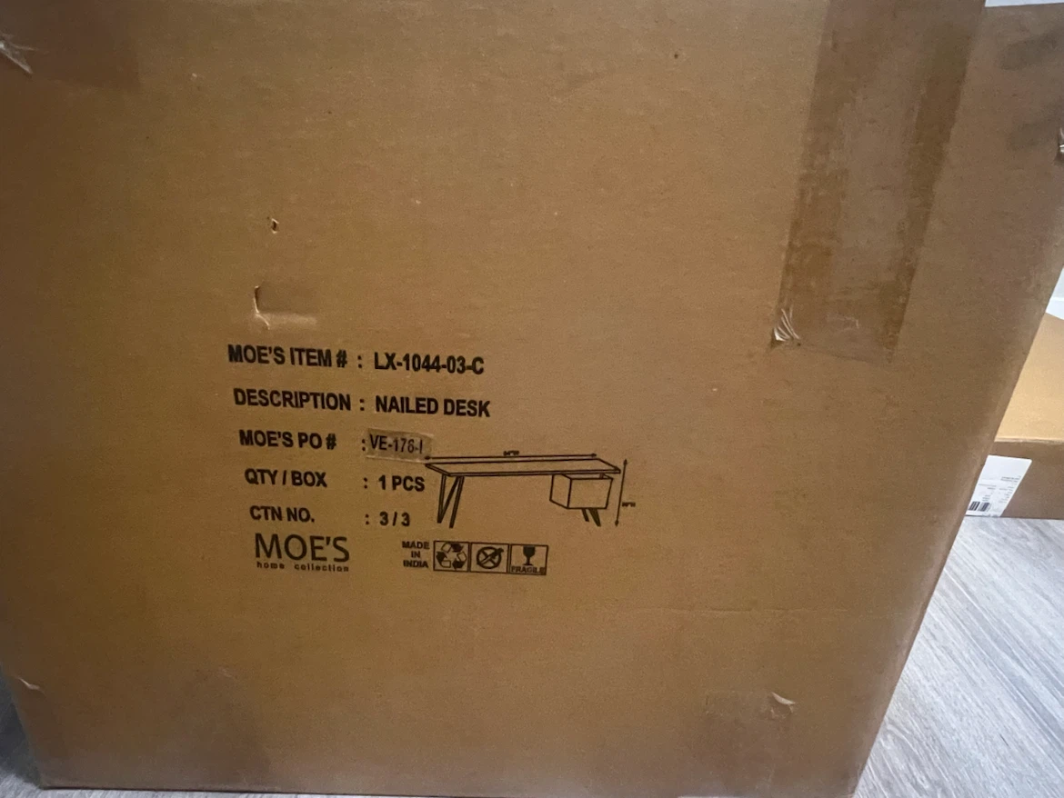 BNIB Moe’s Nailed Desk – Solid Acacia Wood – Retail $1,749 - photo 3