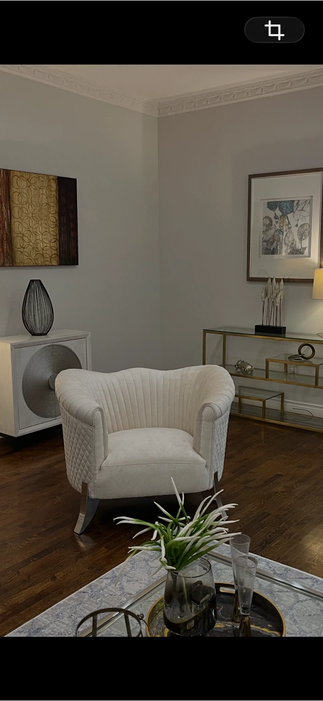 Cream Upholstered Accent Chair