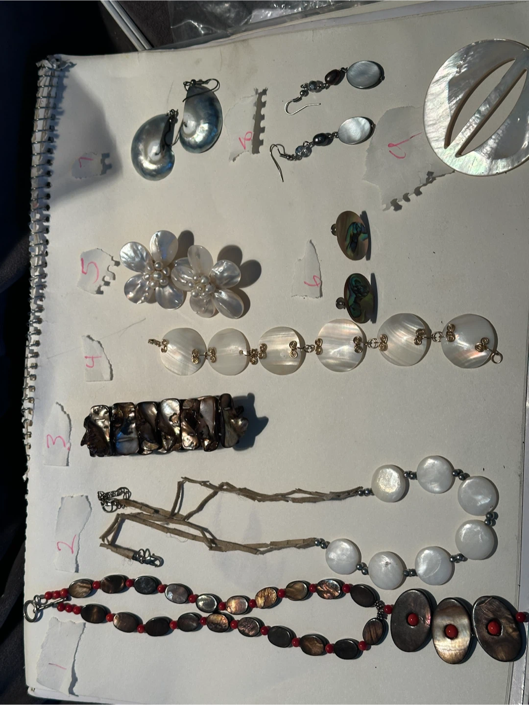 Mother of pearl jewelry individually priced