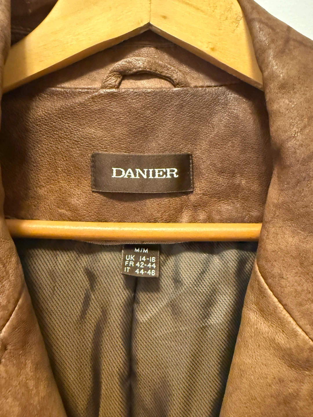 DANIER Leather Trench Coat Women's Medium Brown