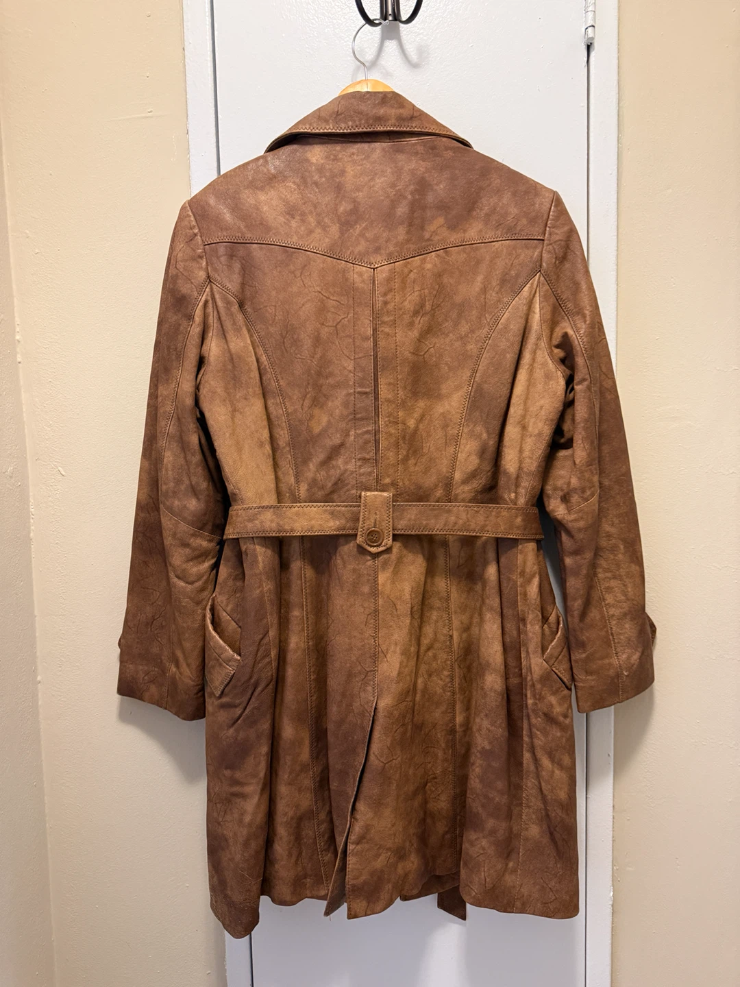 DANIER Leather Trench Coat Women's Medium Brown - photo 3