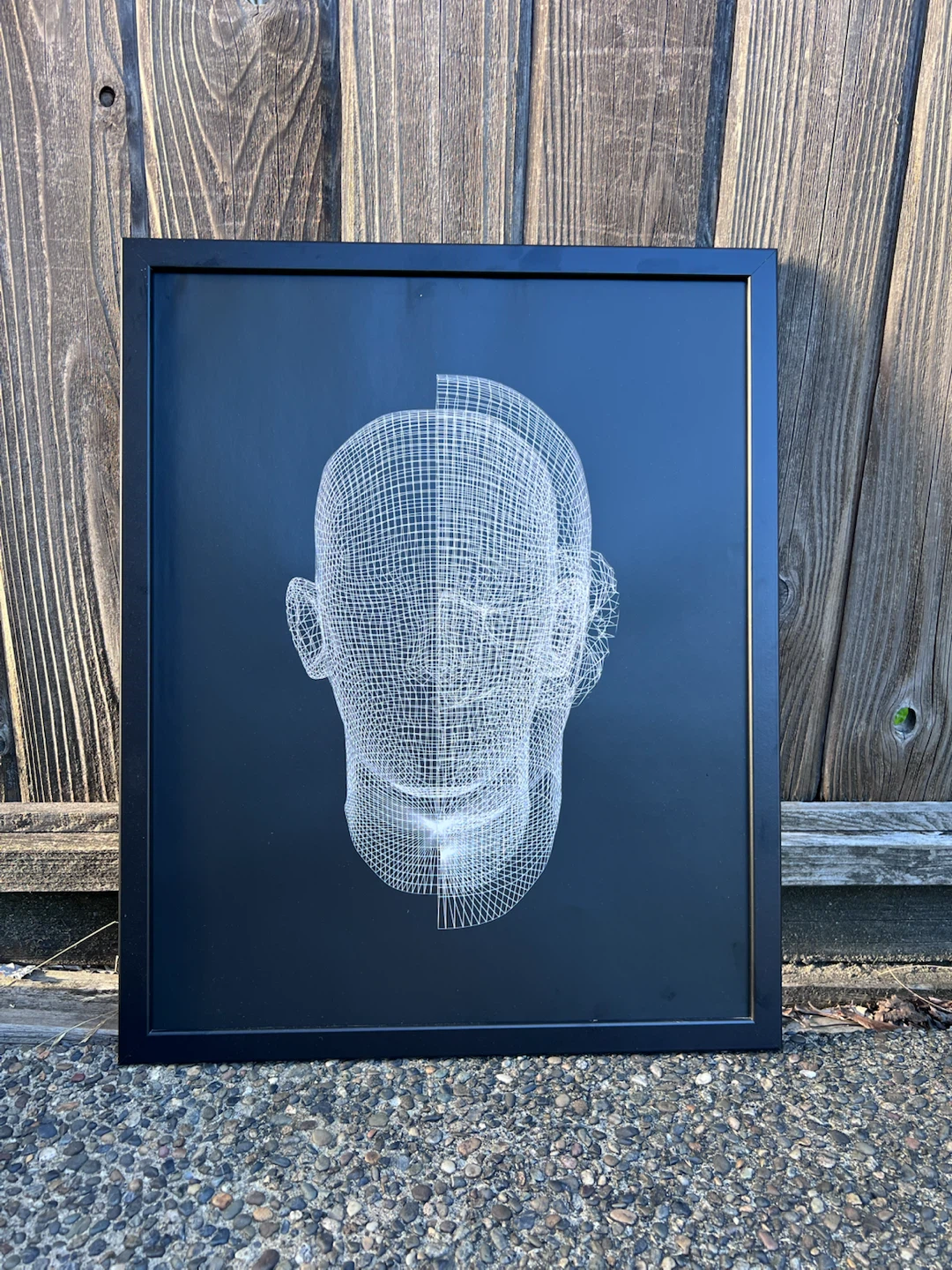 Framed Wireframe Head Art Print
