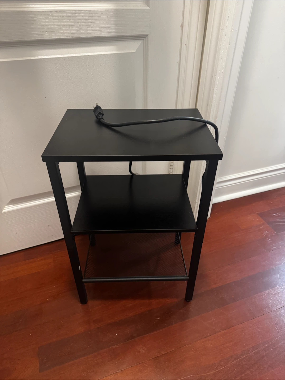 Black End Table with Built-in Power Strip