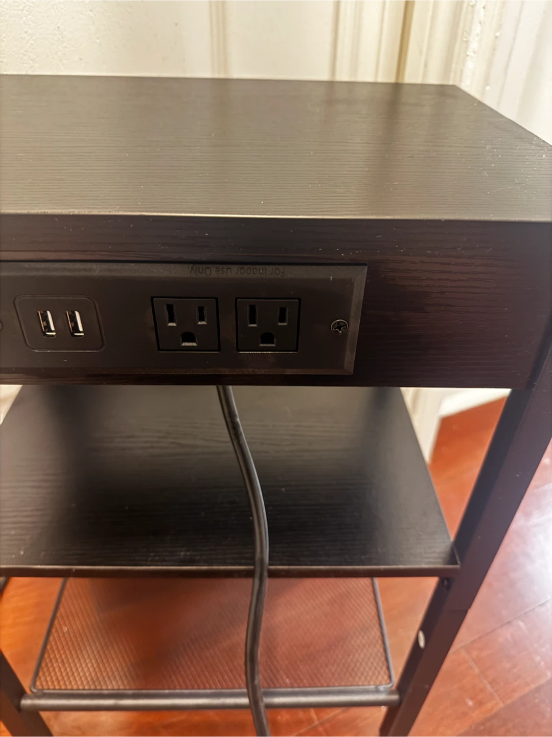 Black End Table with Built-in Power Strip - photo 2