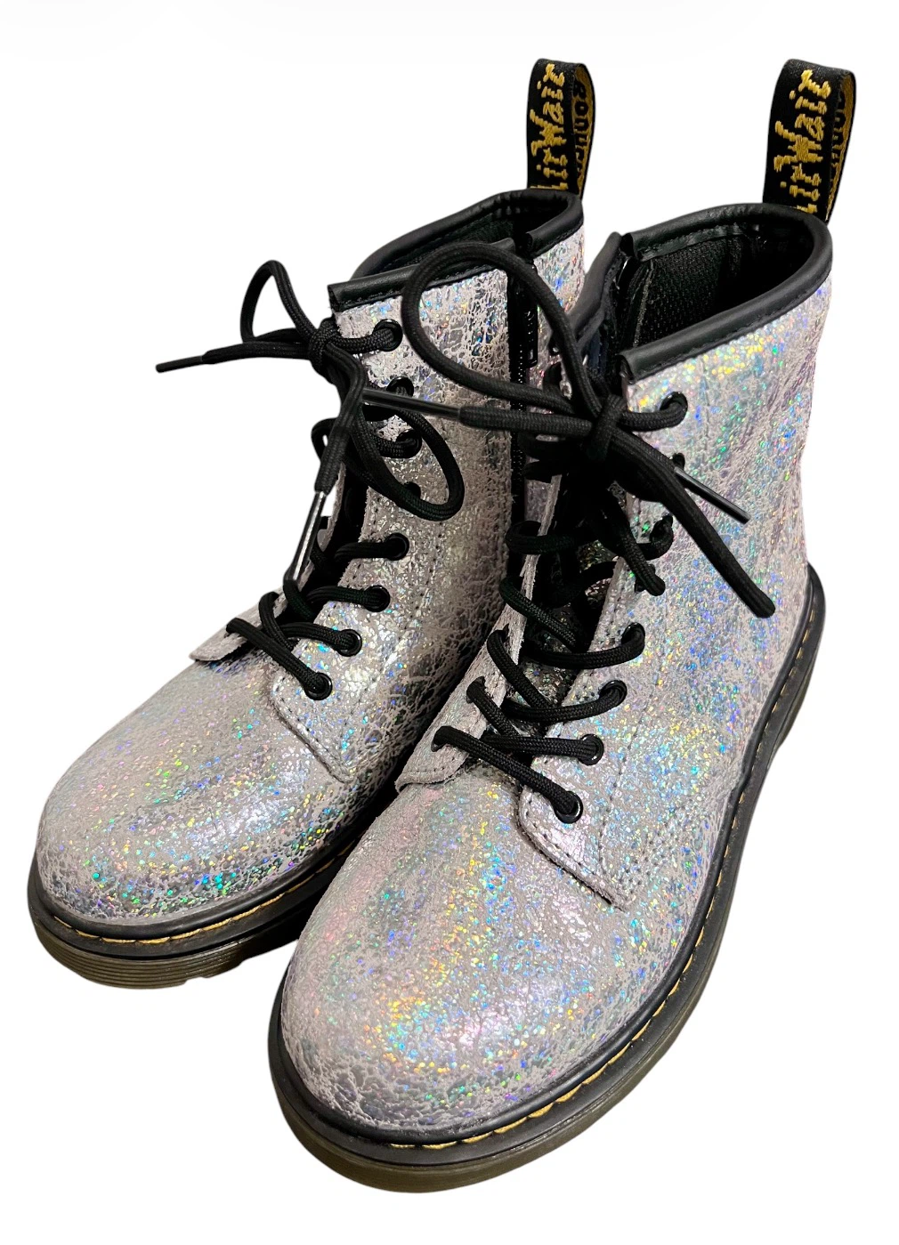 New Dr. Martens 1460 J Nebula Glitter Boots – Silver | Kids Sz3 - photo 4