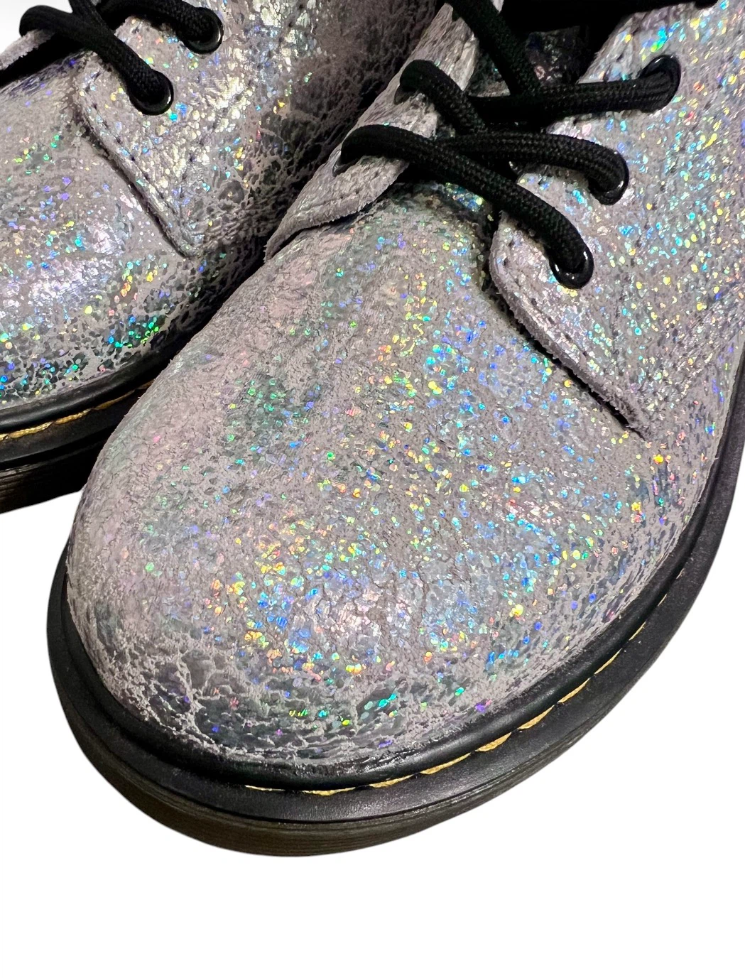 New Dr. Martens 1460 J Nebula Glitter Boots – Silver | Kids Sz3 - photo 5
