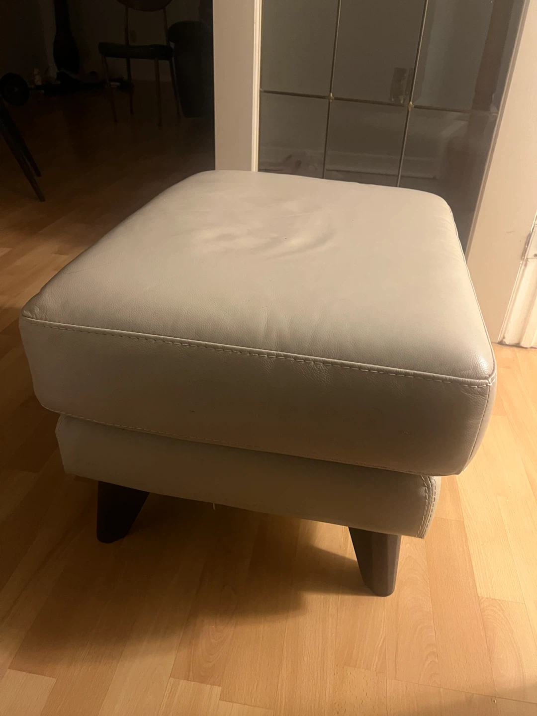 Grey Leather Ottoman Footrest