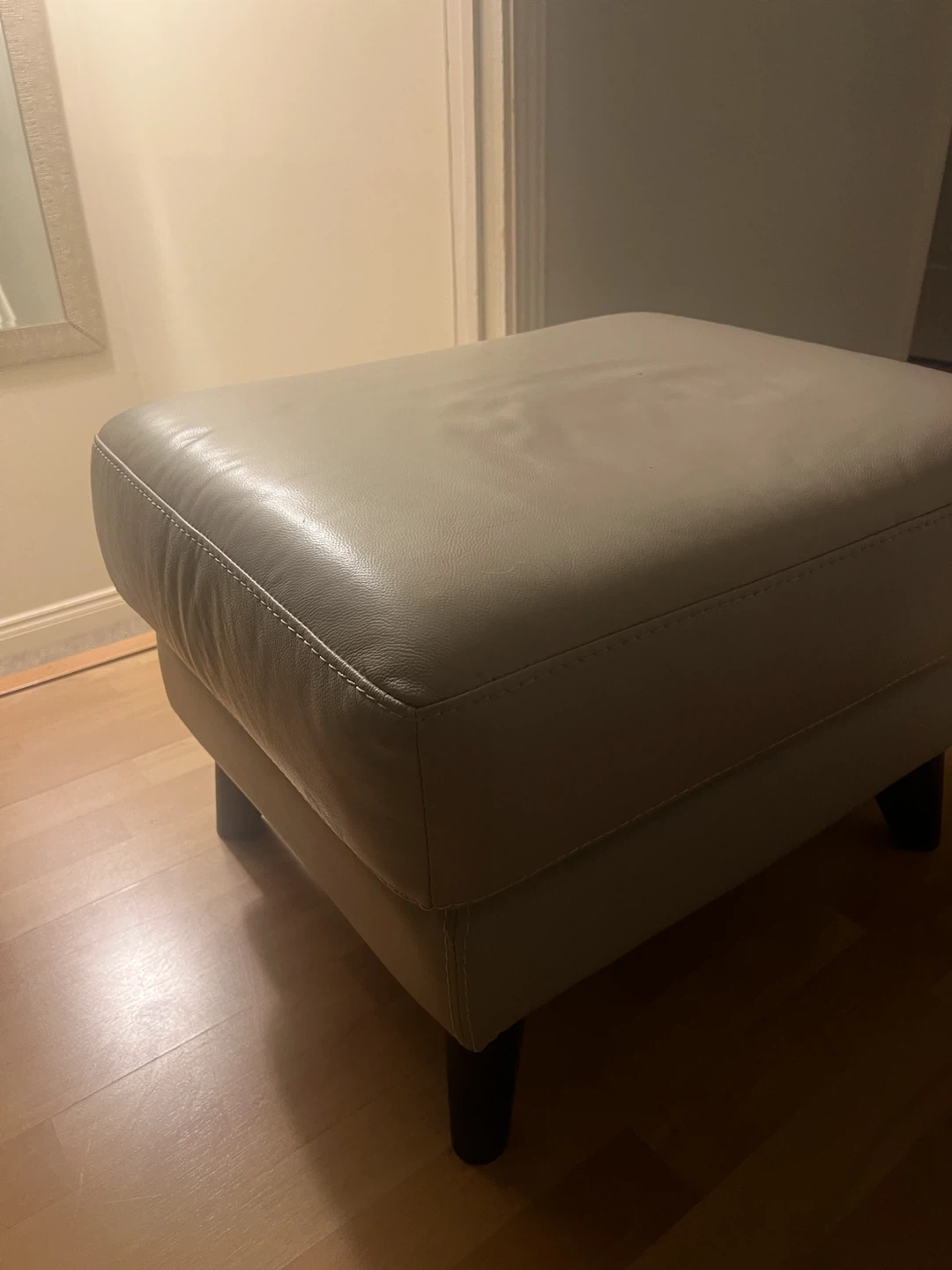 Grey Leather Ottoman Footrest - photo 3