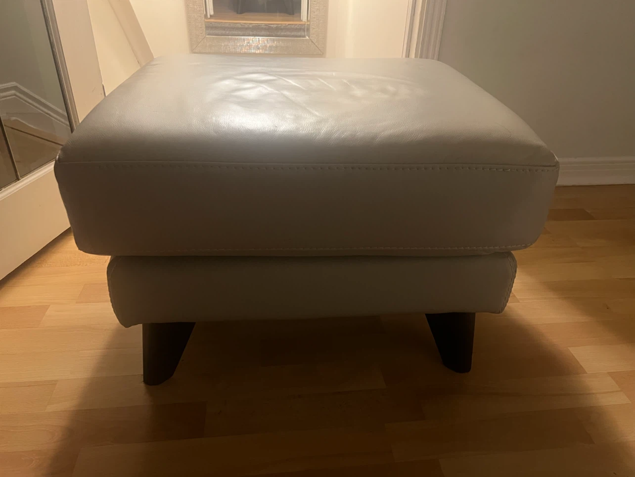 Grey Leather Ottoman Footrest - photo 4