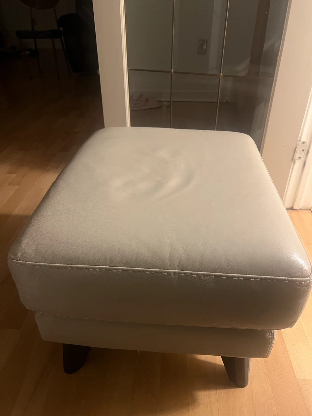 Grey Leather Ottoman Footrest - photo 5