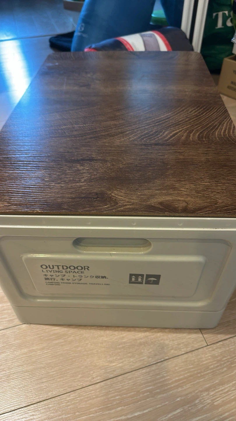 Folding Storage Box with Wooden Top