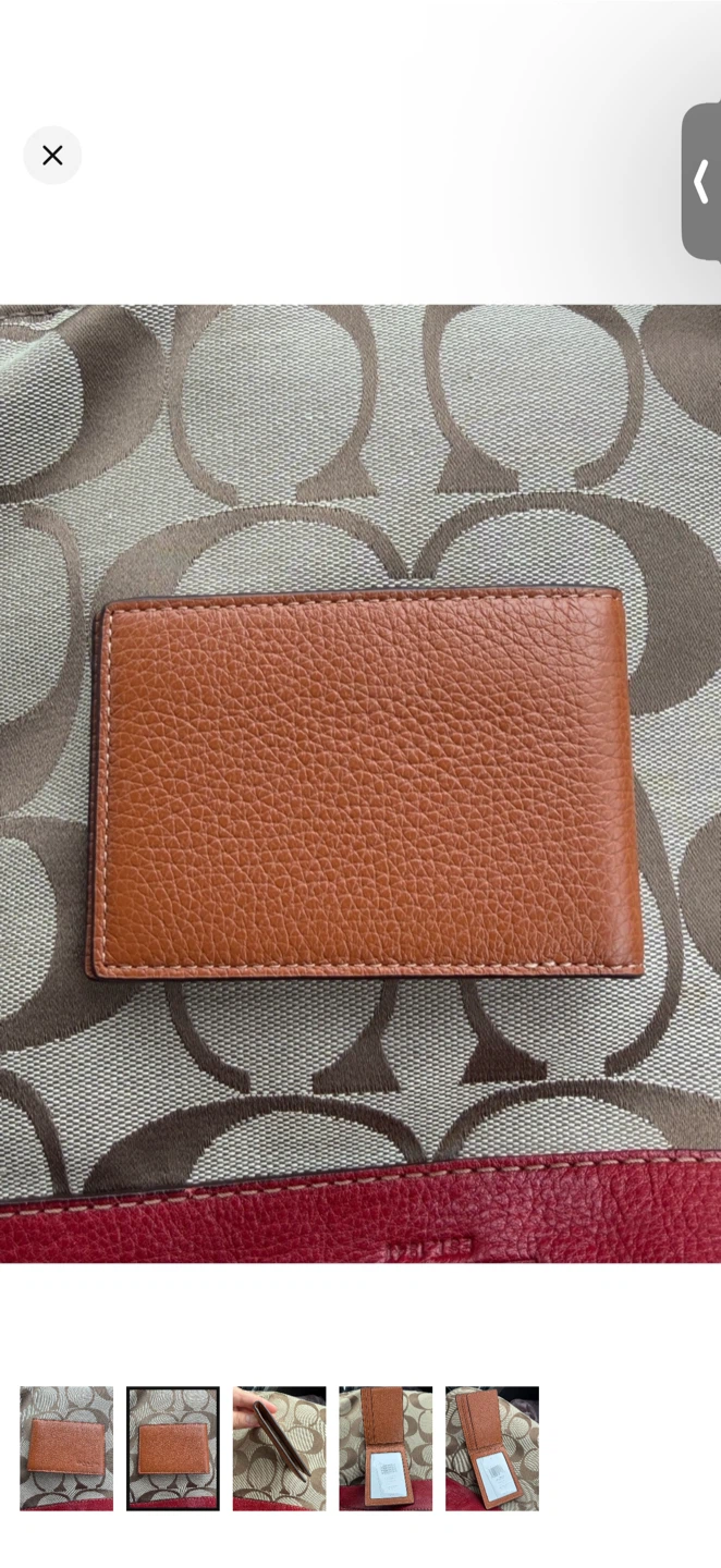 Coach Men's Pebbled Leather Card Holder Wallet Only - Tan Brown - photo 2