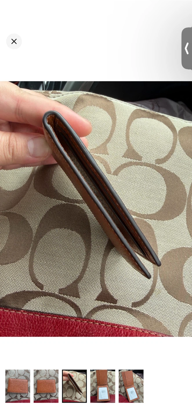 Coach Men's Pebbled Leather Card Holder Wallet Only - Tan Brown - photo 3