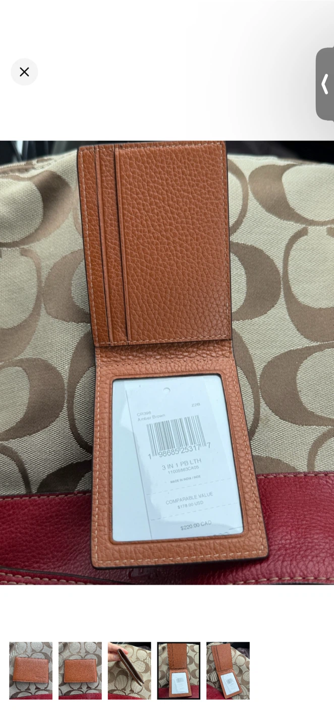 Coach Men's Pebbled Leather Card Holder Wallet Only - Tan Brown - photo 4
