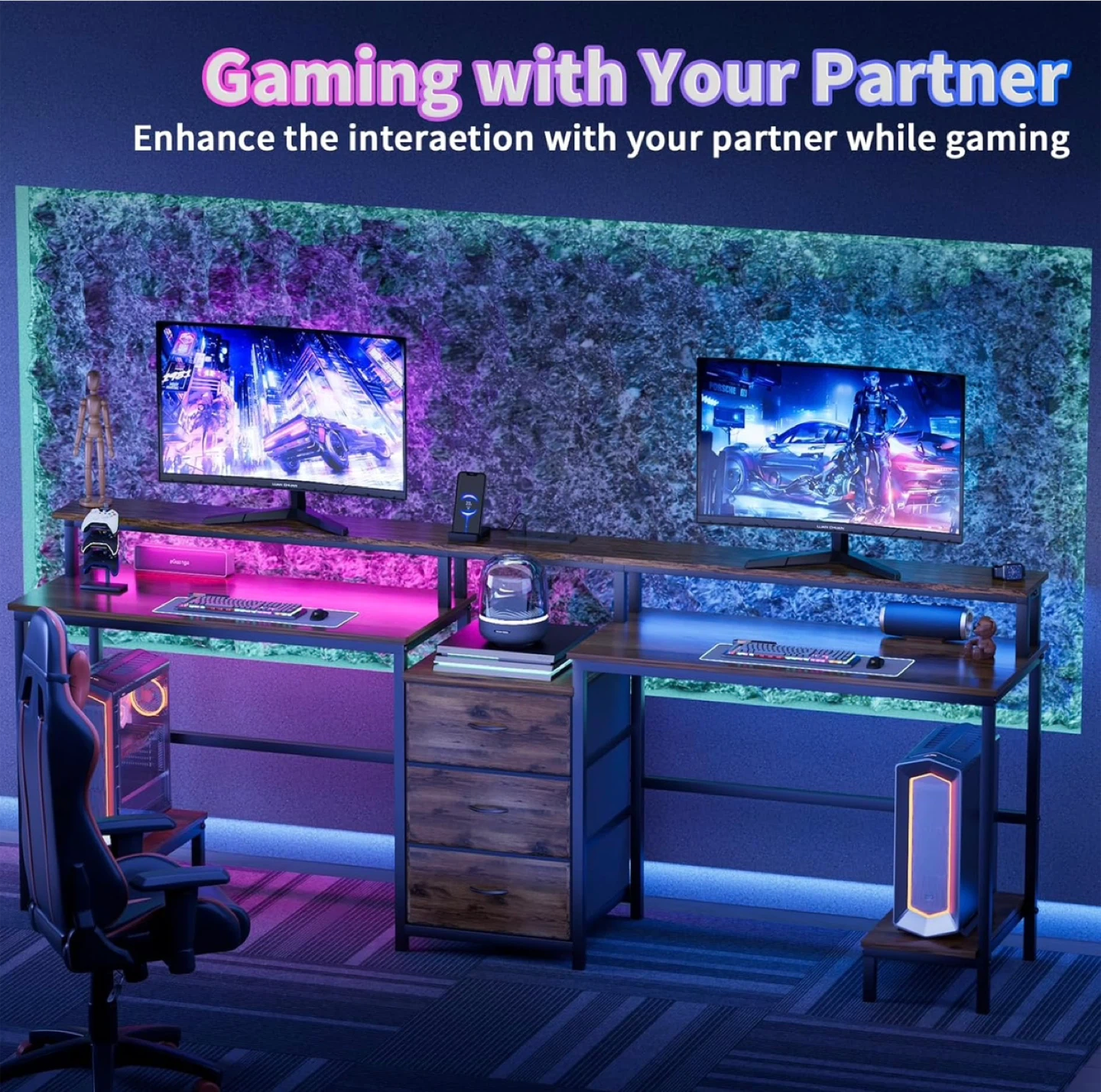 Gaming Computer Desk with Drawers