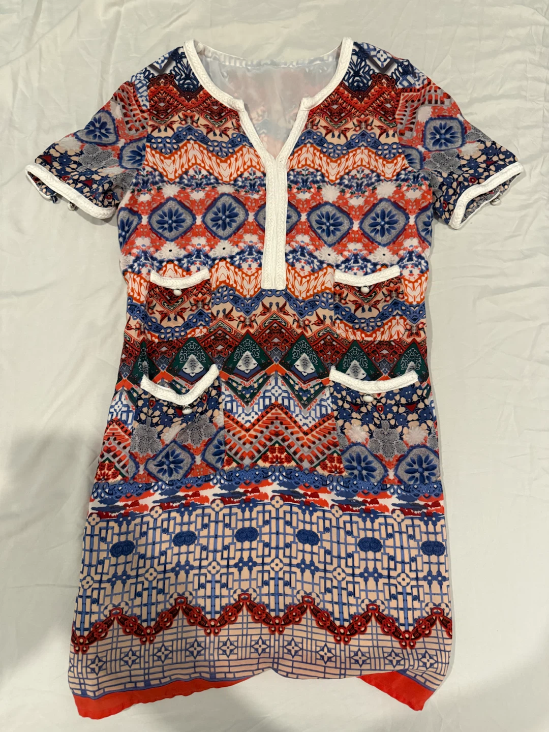 Women's Short Sleeve Patterned Dress